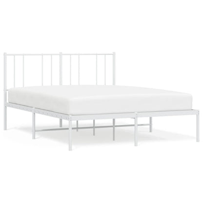 Metal Bed Frame With Headboard White 150X200 Cm King Size