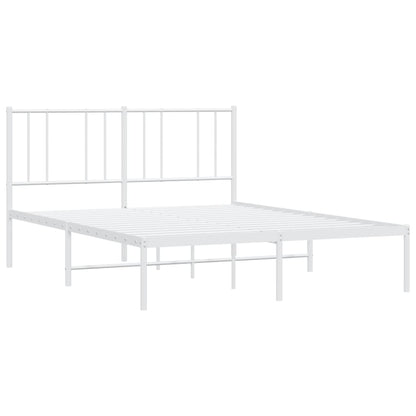 Metal Bed Frame With Headboard White 150X200 Cm King Size