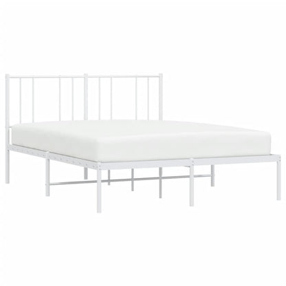 Metal Bed Frame With Headboard White 150X200 Cm King Size