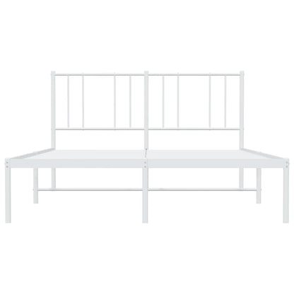 Metal Bed Frame With Headboard White 150X200 Cm King Size