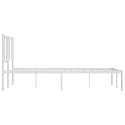 Metal Bed Frame With Headboard White 150X200 Cm King Size