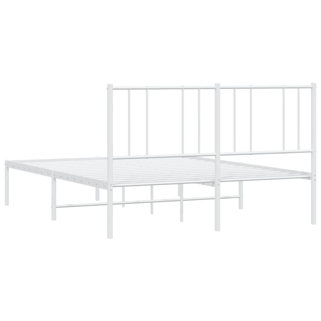 Metal Bed Frame With Headboard White 150X200 Cm King Size