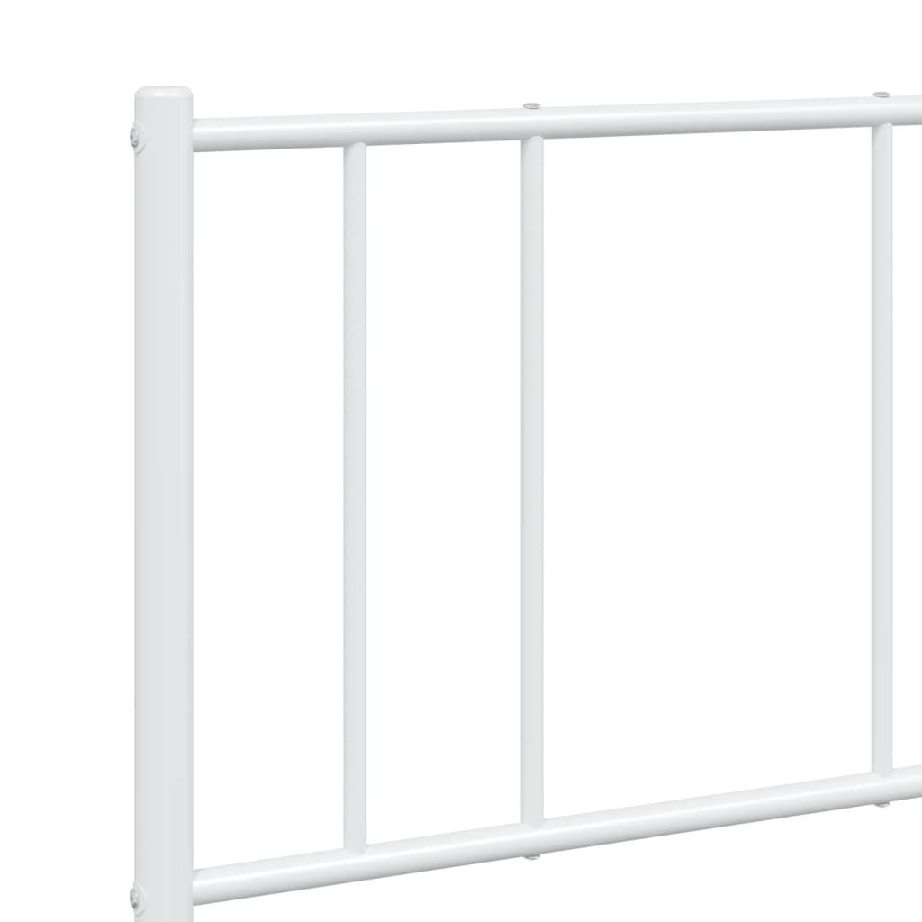 Metal Bed Frame With Headboard White 150X200 Cm King Size