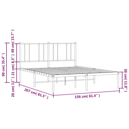 Metal Bed Frame With Headboard White 150X200 Cm King Size