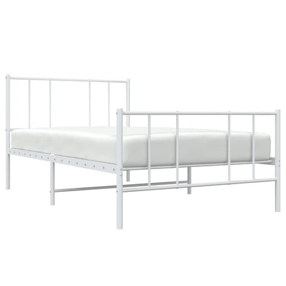 Metal Bed Frame With Headboard And Footboard White 90X190 Cm Single