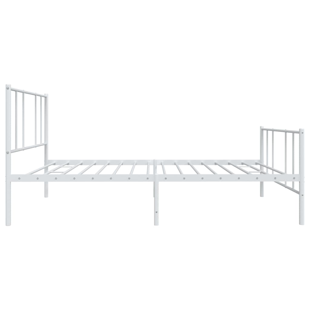 Metal Bed Frame With Headboard And Footboard White 90X190 Cm Single