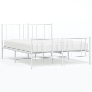 Metal Bed Frame With Headboard And Footboard White 120X190 Cm Small Double