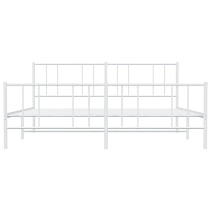 Metal Bed Frame With Headboard And Footboard White 180X200 Cm Super King