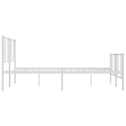 Metal Bed Frame With Headboard And Footboard White 180X200 Cm Super King