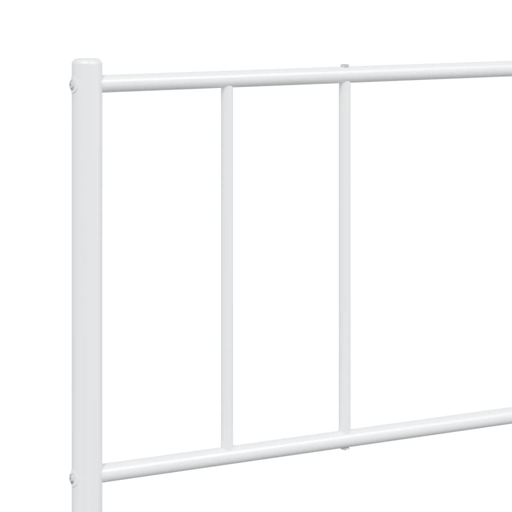 Metal Bed Frame With Headboard And Footboard White 180X200 Cm Super King