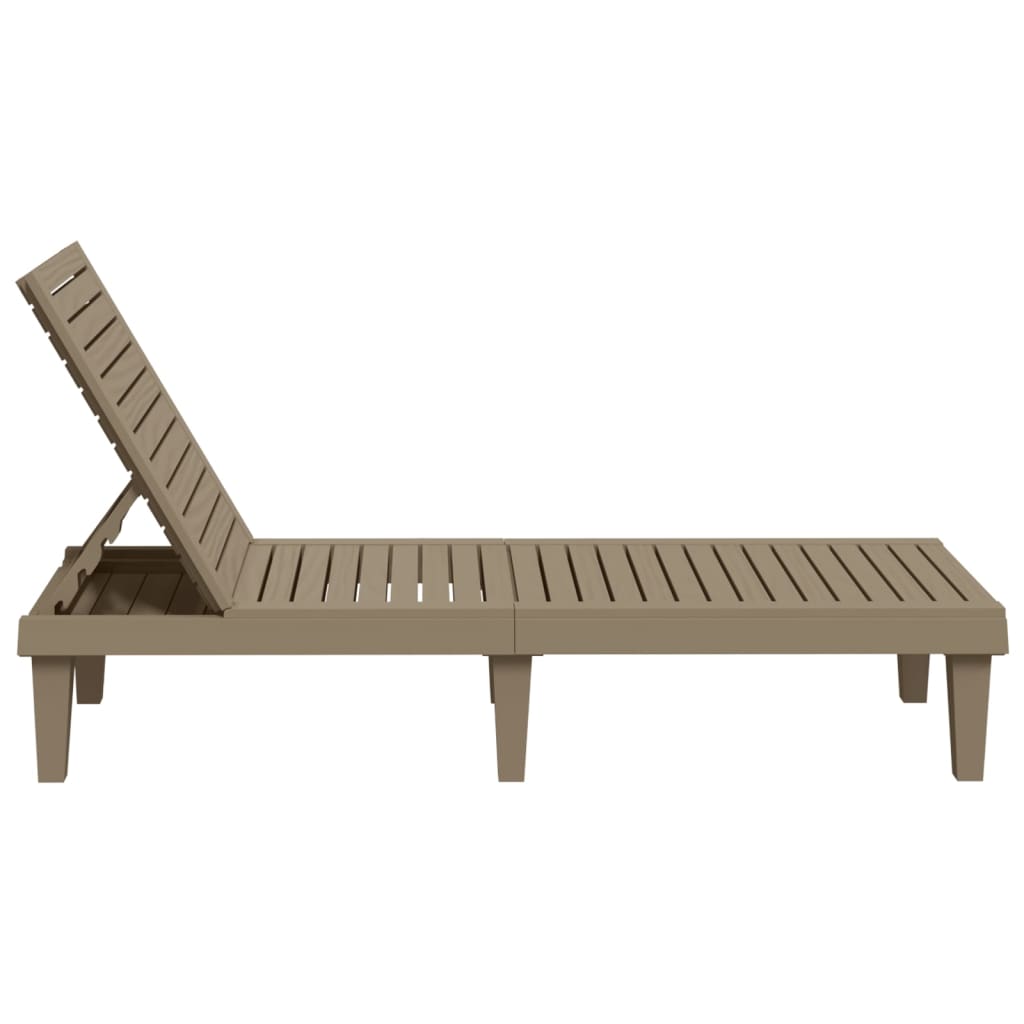 Sun Lounger Light Brown 155X58X83 Cm Polypropylene