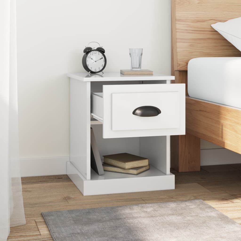 Bedside Cabinet High Gloss White 39X39X47.5 Cm Engineered Wood