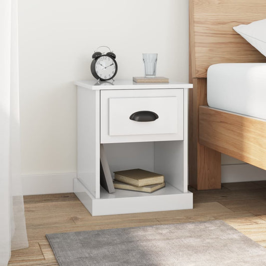 Bedside Cabinet High Gloss White 39X39X47.5 Cm Engineered Wood