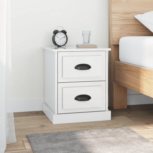 Bedside Cabinet High Gloss White 39X39X47.5 Cm Engineered Wood