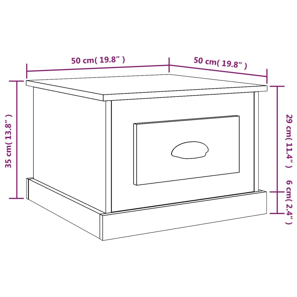 Coffee Table High Gloss White 50X50X35 Cm Engineered Wood