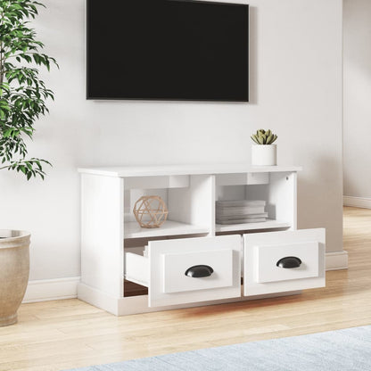 Tv Cabinet High Gloss White 80X35X50 Cm Engineered Wood