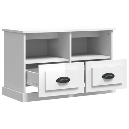 Tv Cabinet High Gloss White 80X35X50 Cm Engineered Wood