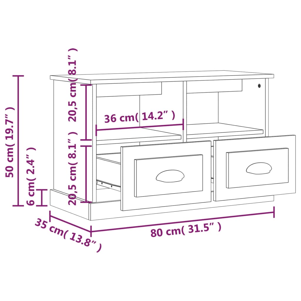 Tv Cabinet High Gloss White 80X35X50 Cm Engineered Wood