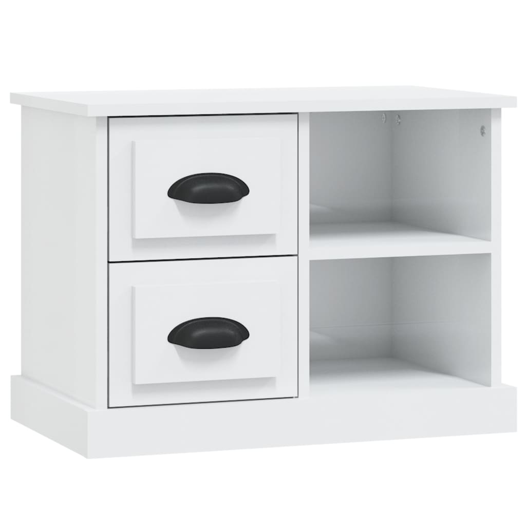 Bedside Cabinet High Gloss White 60X35.5X45 Cm