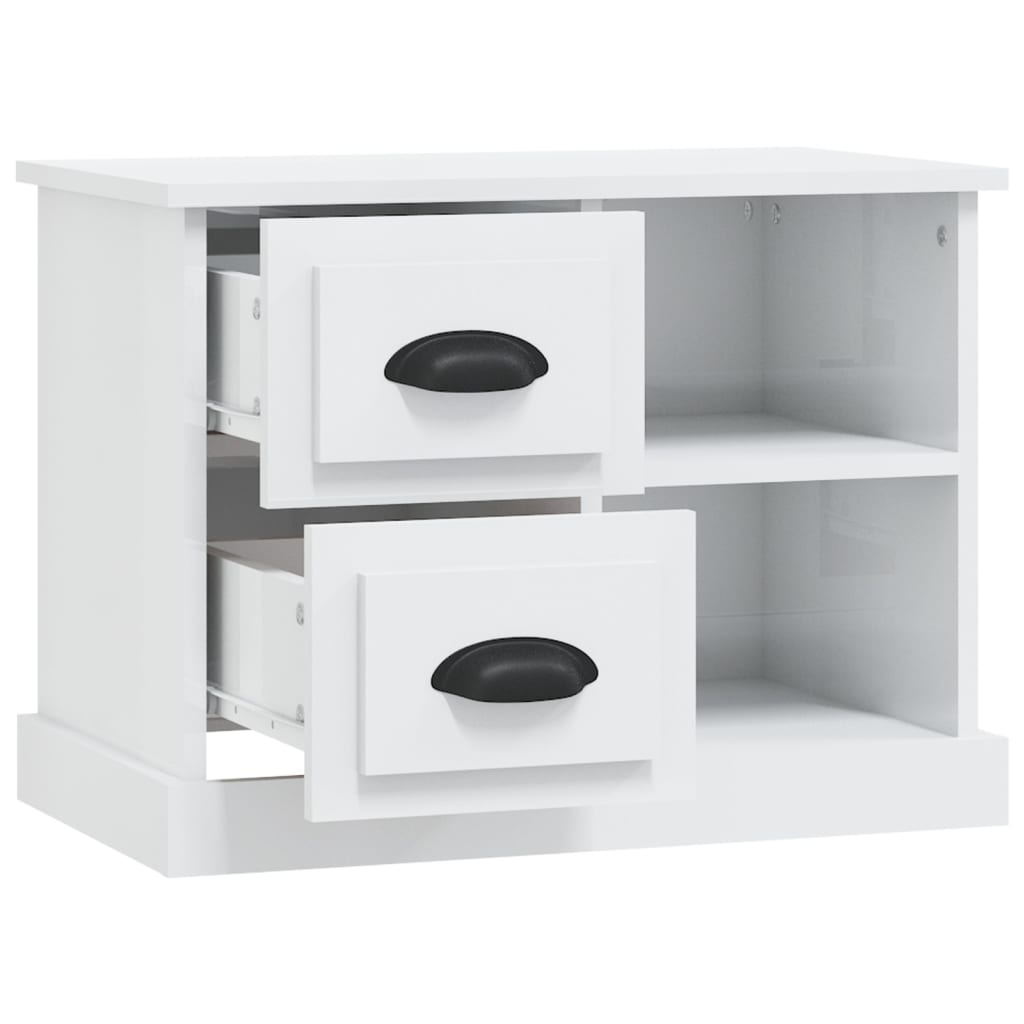 Bedside Cabinet High Gloss White 60X35.5X45 Cm