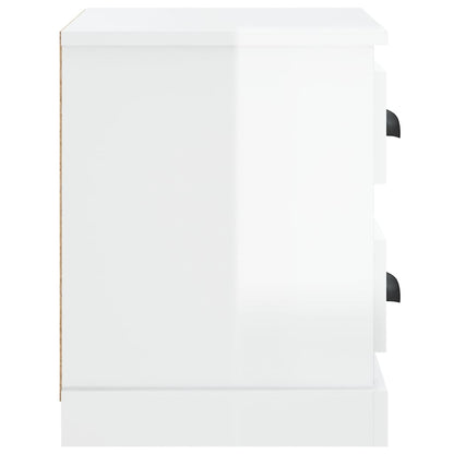 Bedside Cabinet High Gloss White 60X35.5X45 Cm