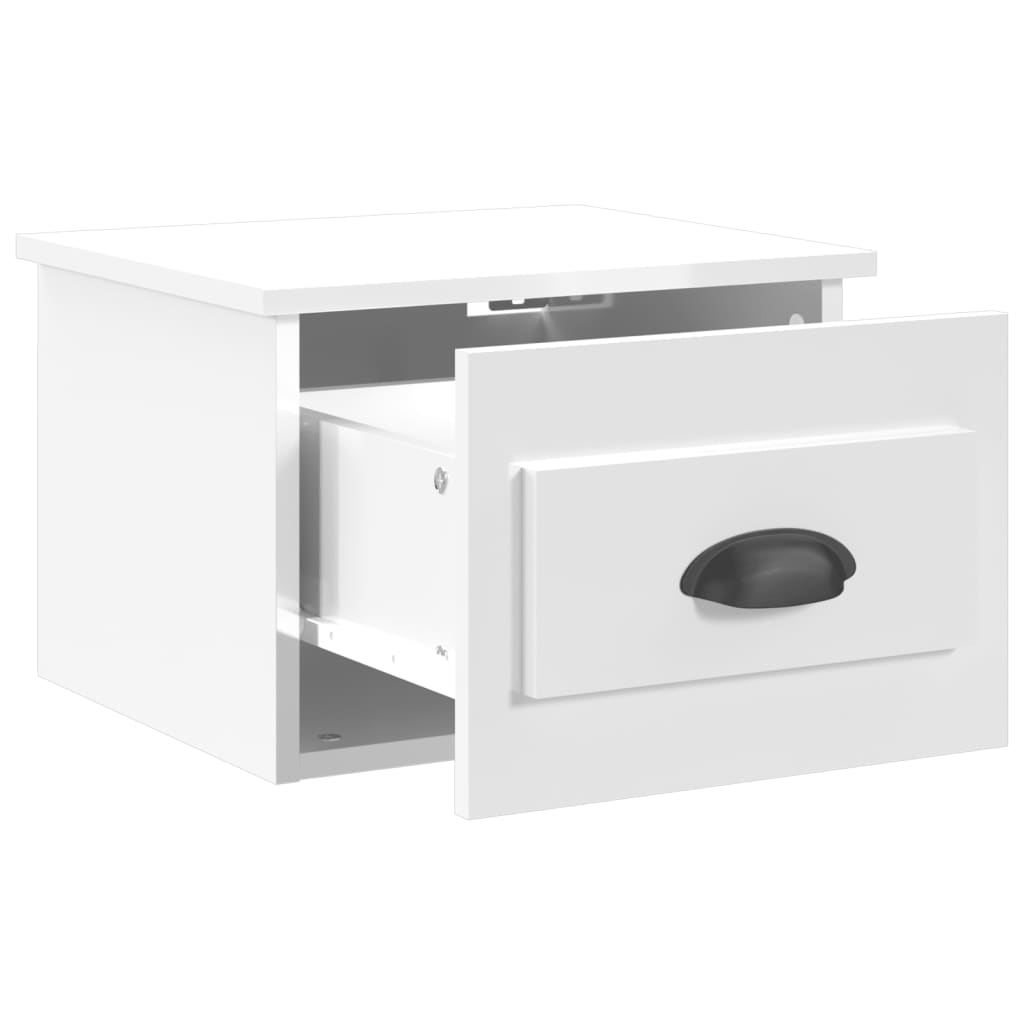 Wall-Mounted Bedside Cabinet High Gloss White 41.5X36X28Cm