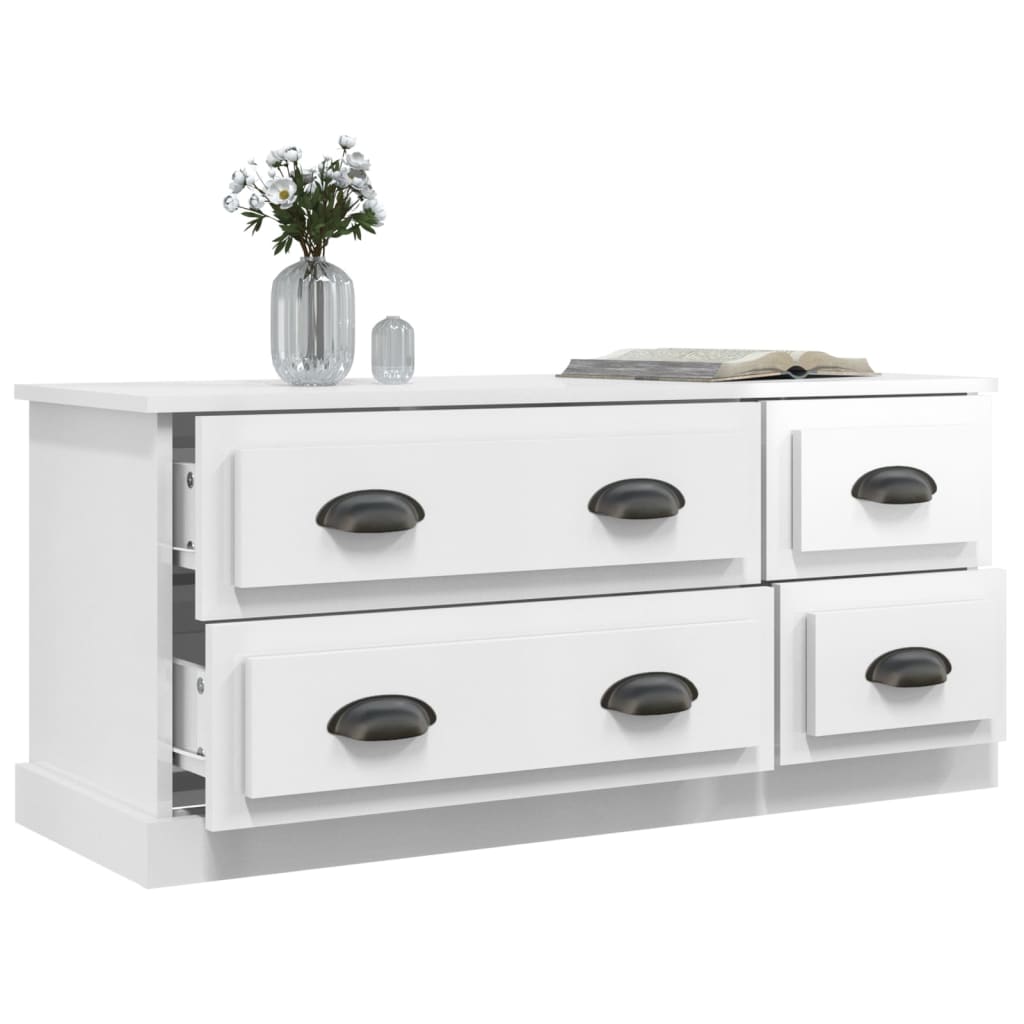 Tv Cabinet High Gloss White 100X35.5X45 Cm Engineered Wood