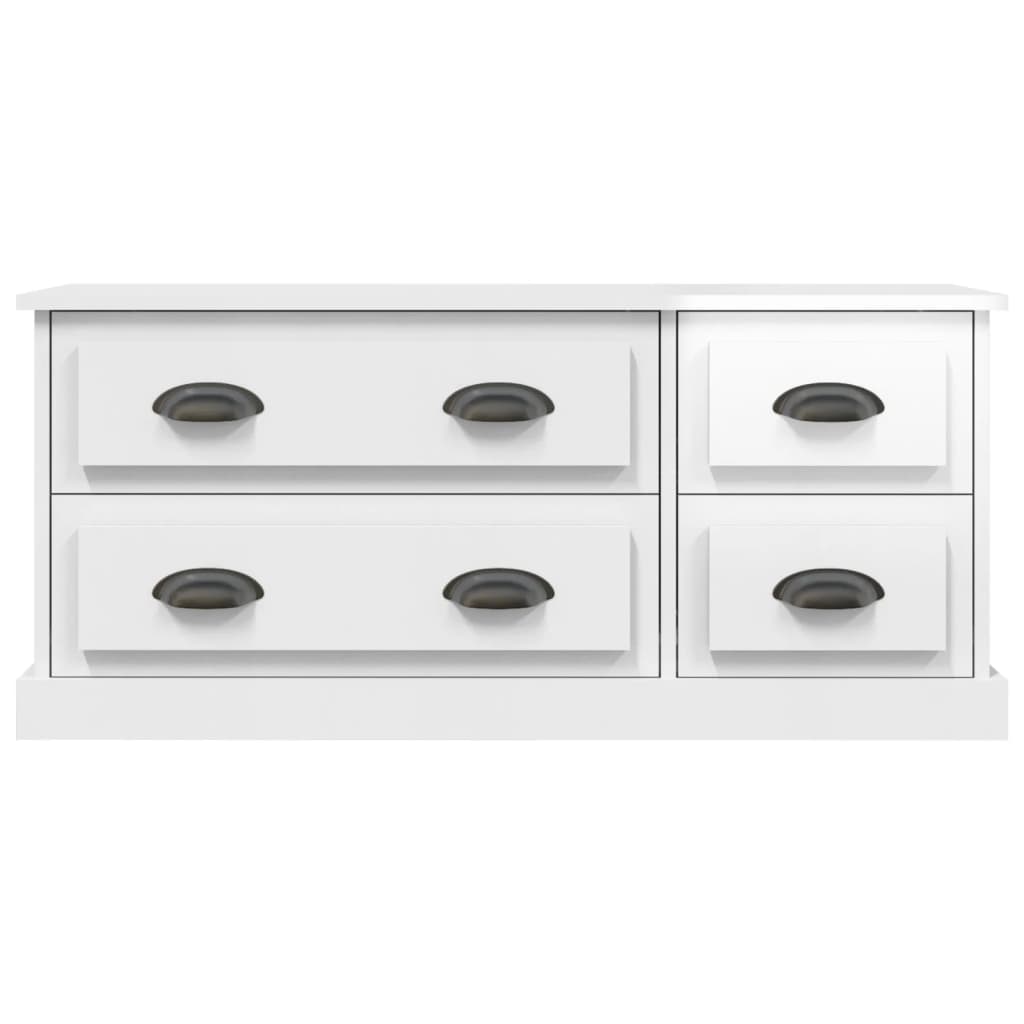 Tv Cabinet High Gloss White 100X35.5X45 Cm Engineered Wood