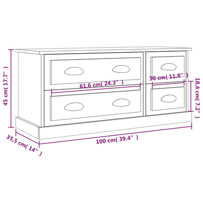 Tv Cabinet High Gloss White 100X35.5X45 Cm Engineered Wood