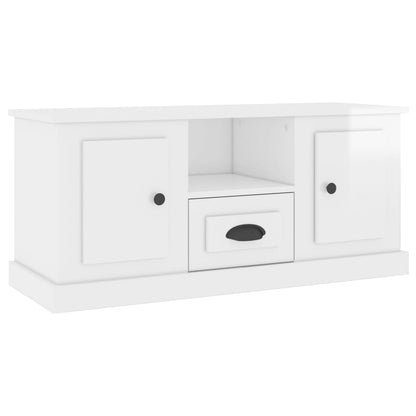 Tv Cabinet High Gloss White 100X35.5X45 Cm Engineered Wood