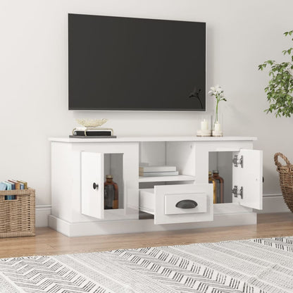 Tv Cabinet High Gloss White 100X35.5X45 Cm Engineered Wood