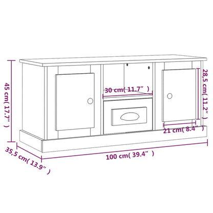 Tv Cabinet High Gloss White 100X35.5X45 Cm Engineered Wood