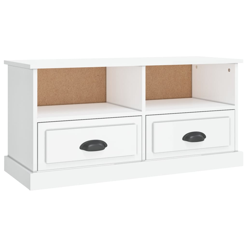 Tv Cabinet High Gloss White 93X35.5X45 Cm Engineered Wood