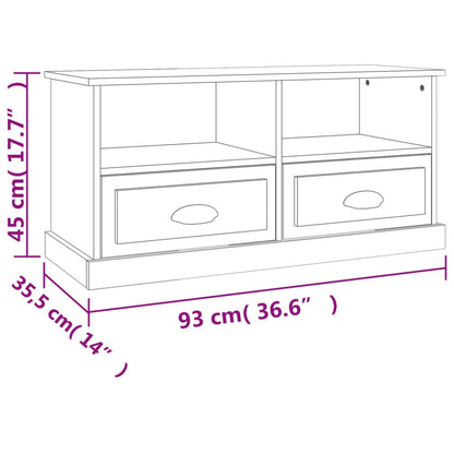 Tv Cabinet High Gloss White 93X35.5X45 Cm Engineered Wood