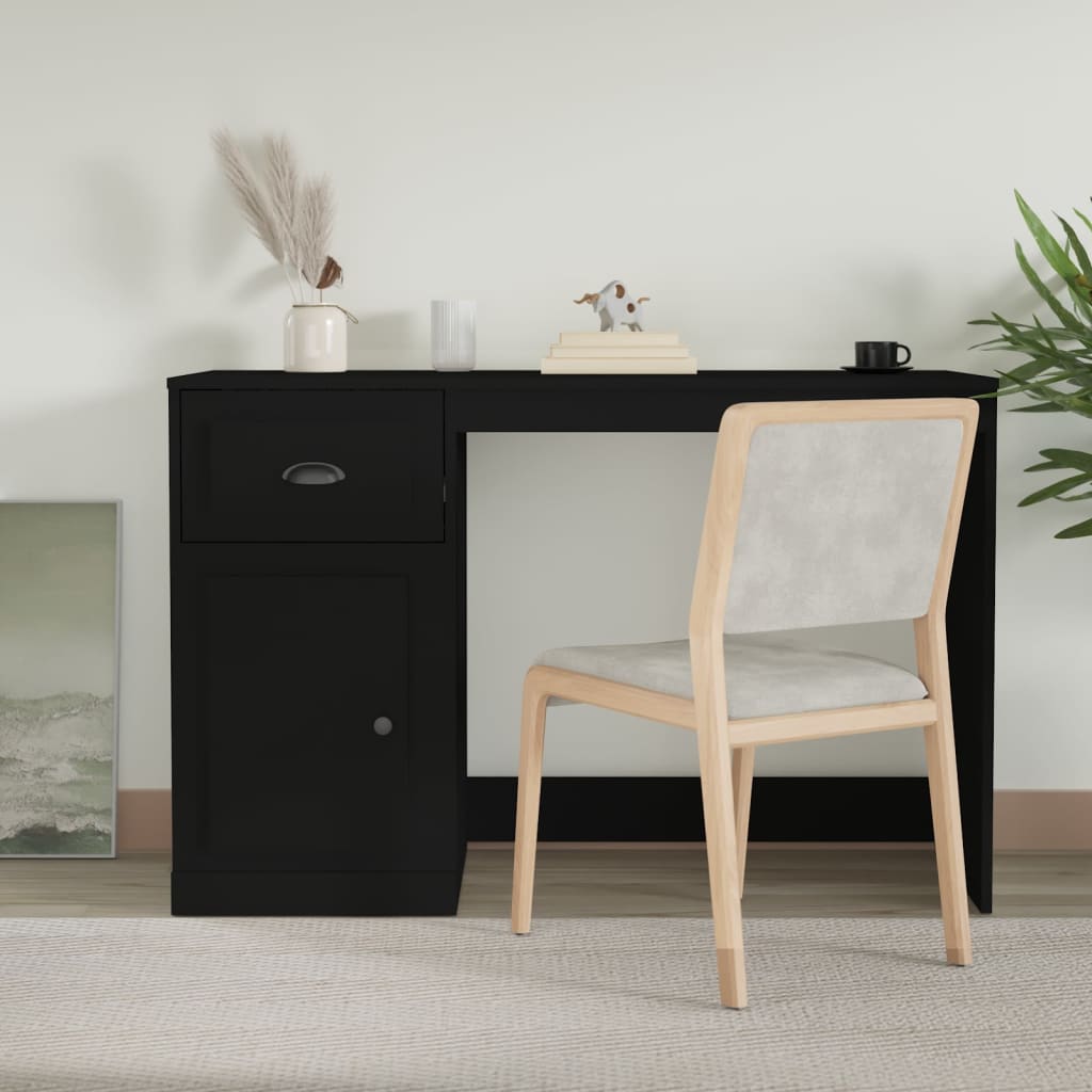 Desk With Drawer Black 115X50X75 Cm Engineered Wood