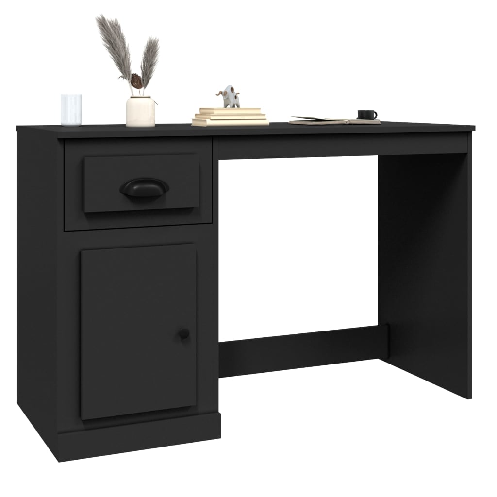 Desk With Drawer Black 115X50X75 Cm Engineered Wood