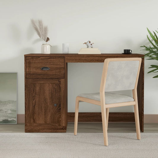 Desk With Drawer Brown Oak 115X50X75 Cm Engineered Wood