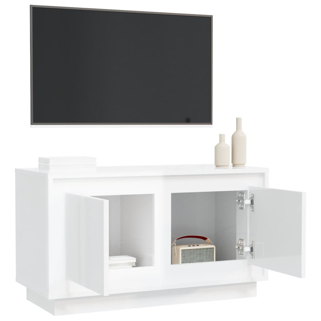 Tv Cabinet High Gloss White 80X35X45 Cm Engineered Wood