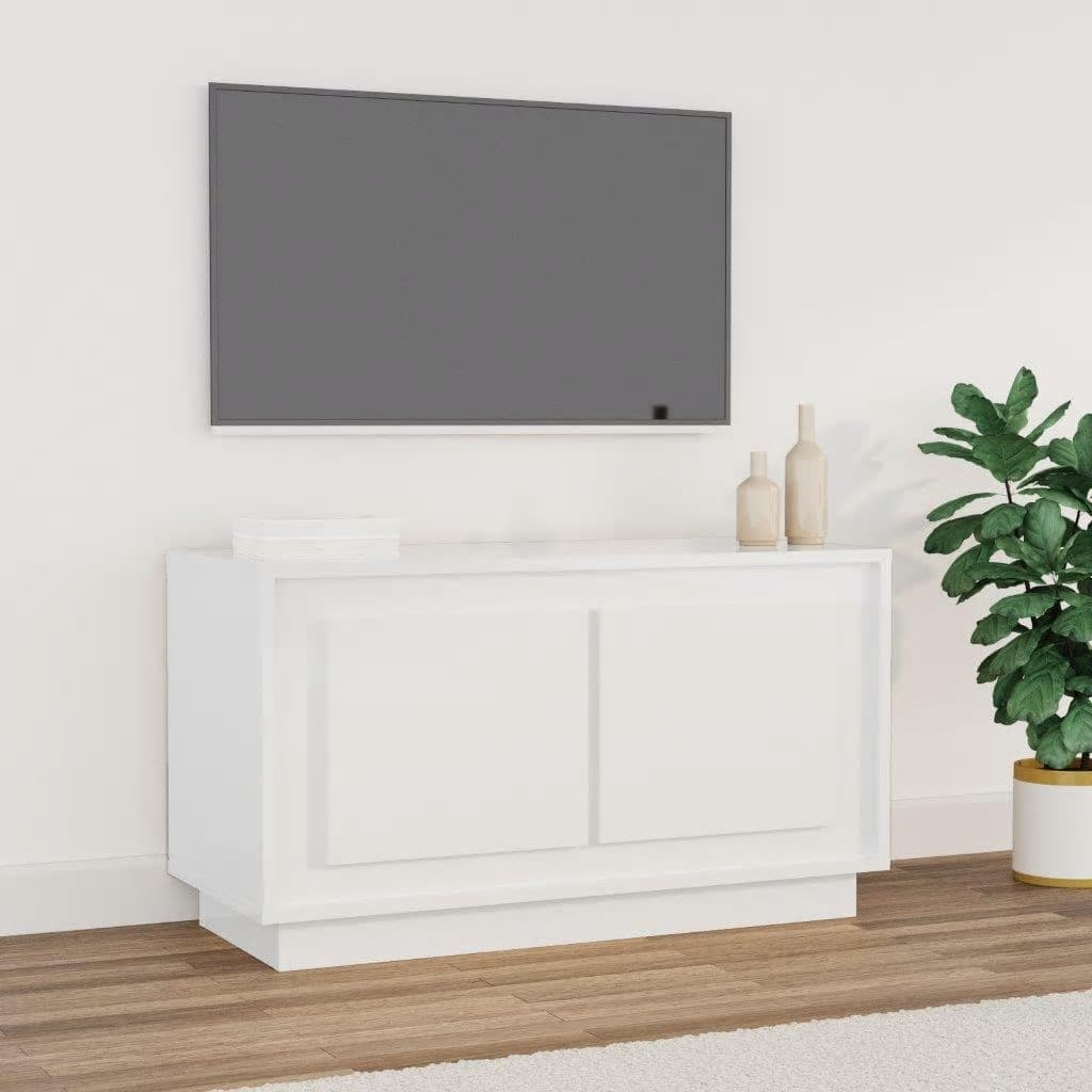 Tv Cabinet High Gloss White 80X35X45 Cm Engineered Wood