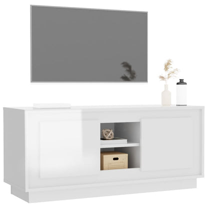 Tv Cabinet High Gloss White 102X35X45 Cm Engineered Wood