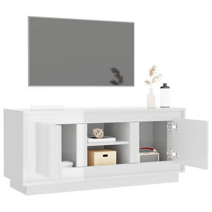 Tv Cabinet High Gloss White 102X35X45 Cm Engineered Wood