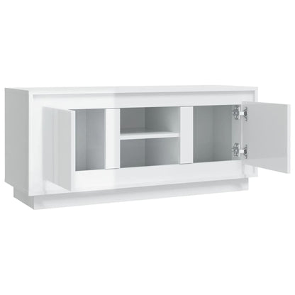 Tv Cabinet High Gloss White 102X35X45 Cm Engineered Wood