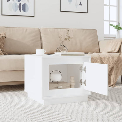 Coffee Table High Gloss White 51X50X44 Cm Engineered Wood