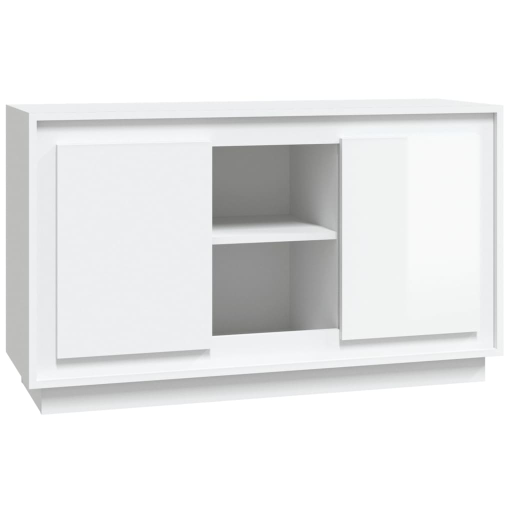 Sideboard High Gloss White 102X35X60 Cm Engineered Wood