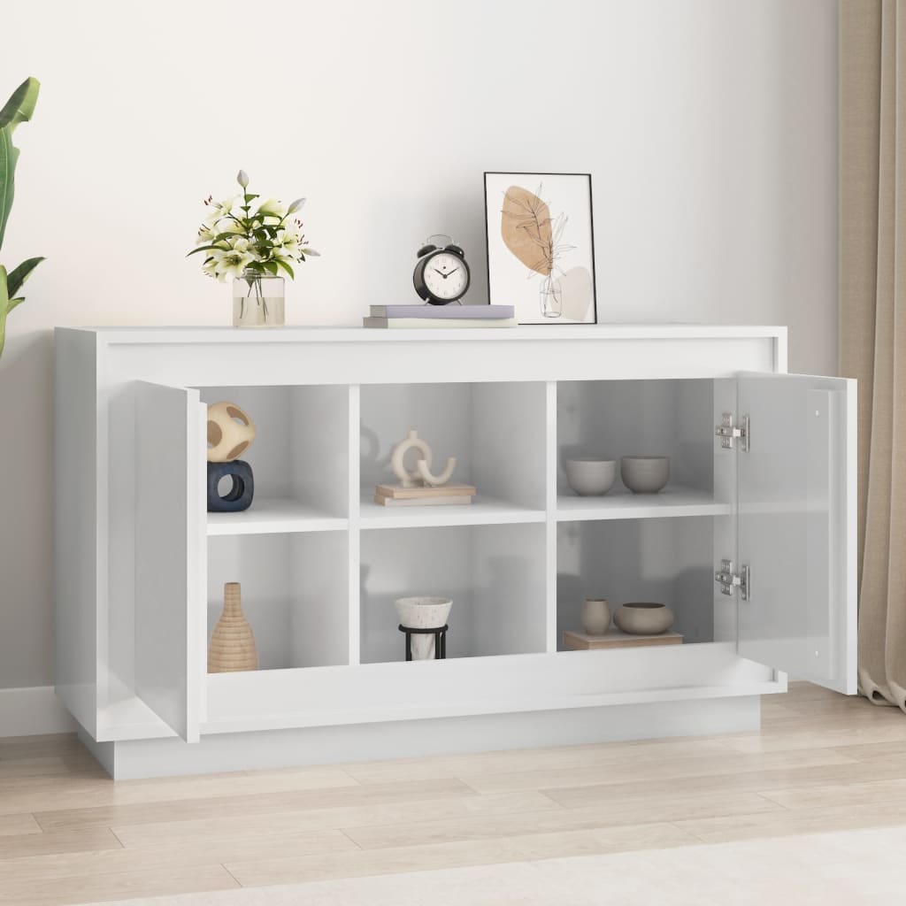 Sideboard High Gloss White 102X35X60 Cm Engineered Wood