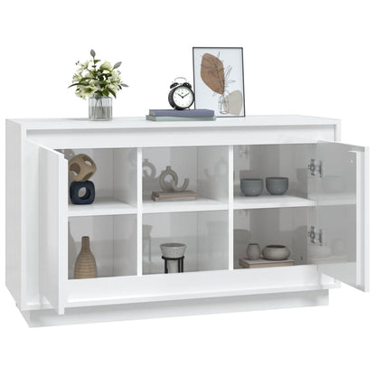 Sideboard High Gloss White 102X35X60 Cm Engineered Wood