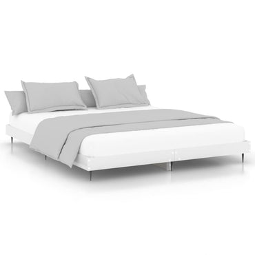 Bed Frame Without Mattress High Gloss White 200X200 Cm