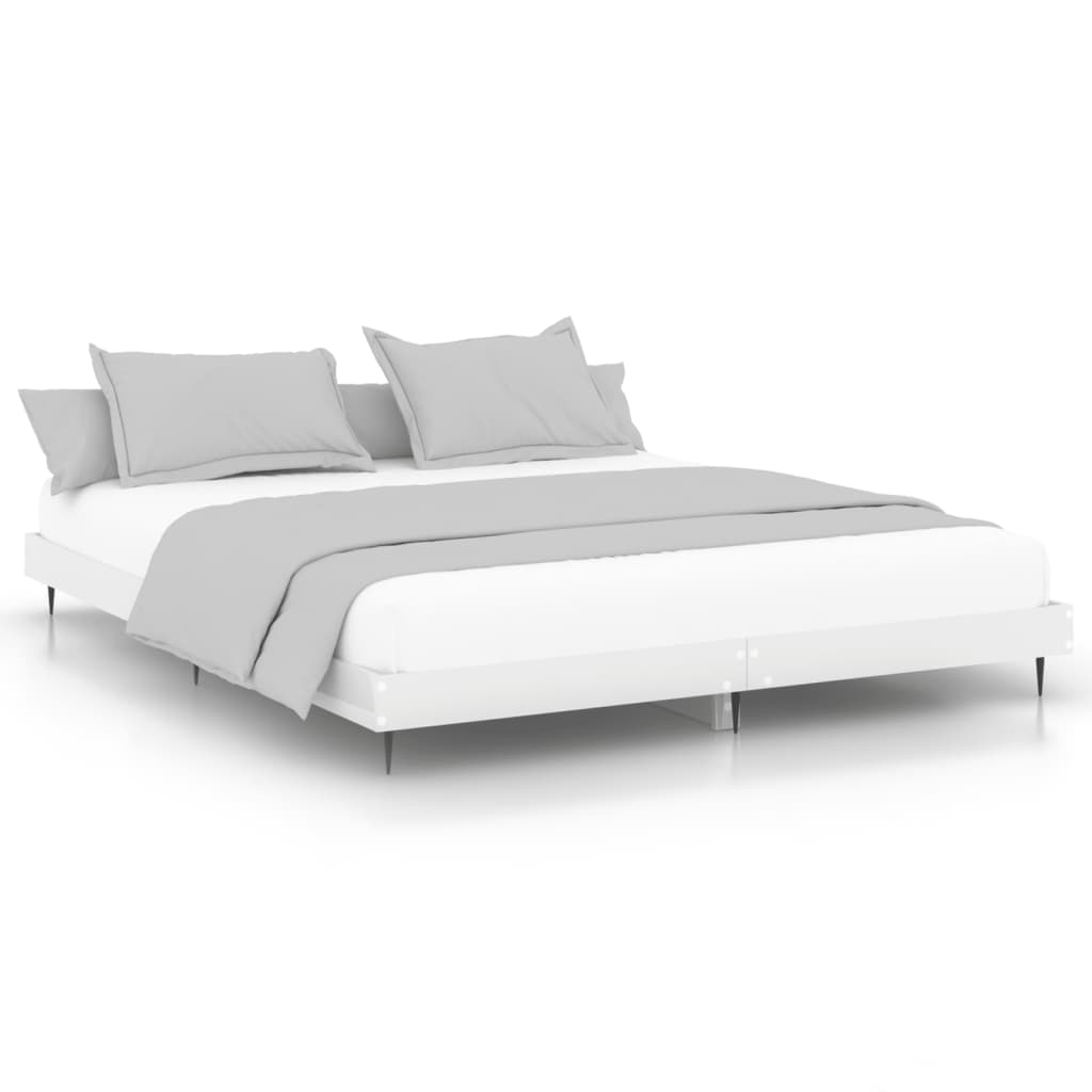 Bed Frame High Gloss White 180X200 Cm Super King Engineered Wood