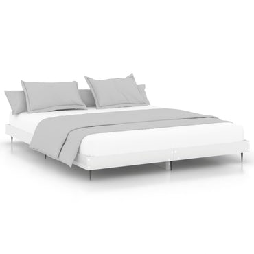 Bed Frame High Gloss White 180X200 Cm Super King Engineered Wood