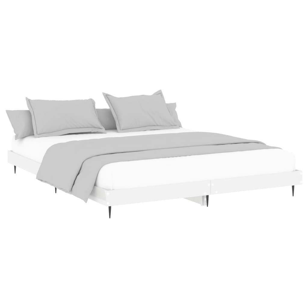 Bed Frame High Gloss White 180X200 Cm Super King Engineered Wood